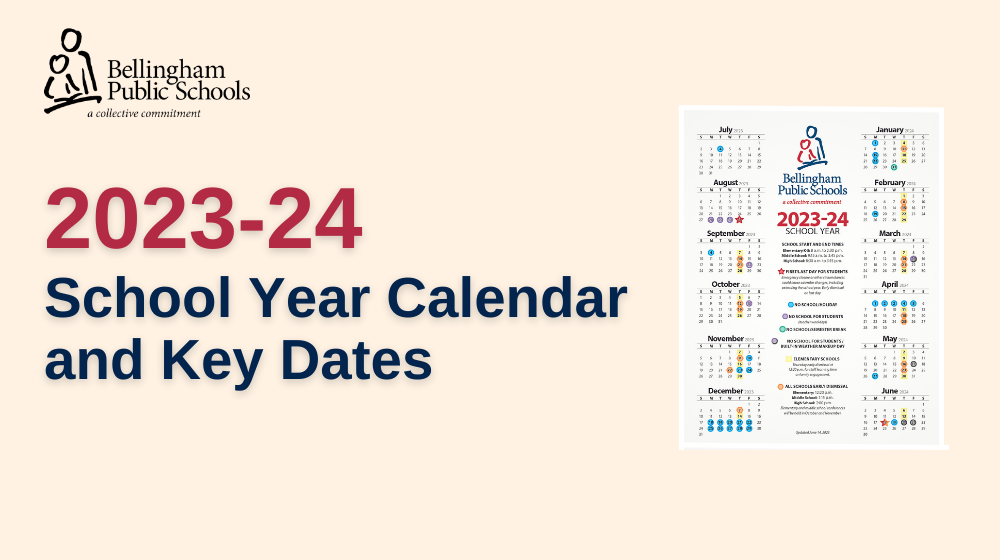 2023-24 school year calendar and key dates text with image of at-a-glance calendar and BPS logo